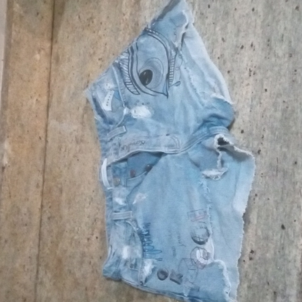 Zara graphic denim shorts